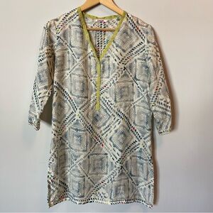 Johnny Was 100% Silk Boho Tunic Size XS 3/4 Sleeves